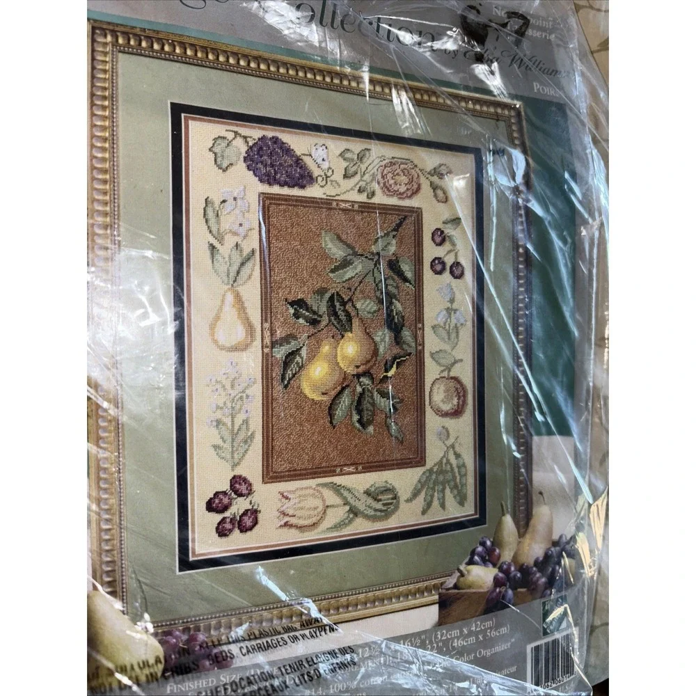 Heritage Collection by Elsa Williams Needlepoint PEARS #06014 Canvas‎ NOS Sealed